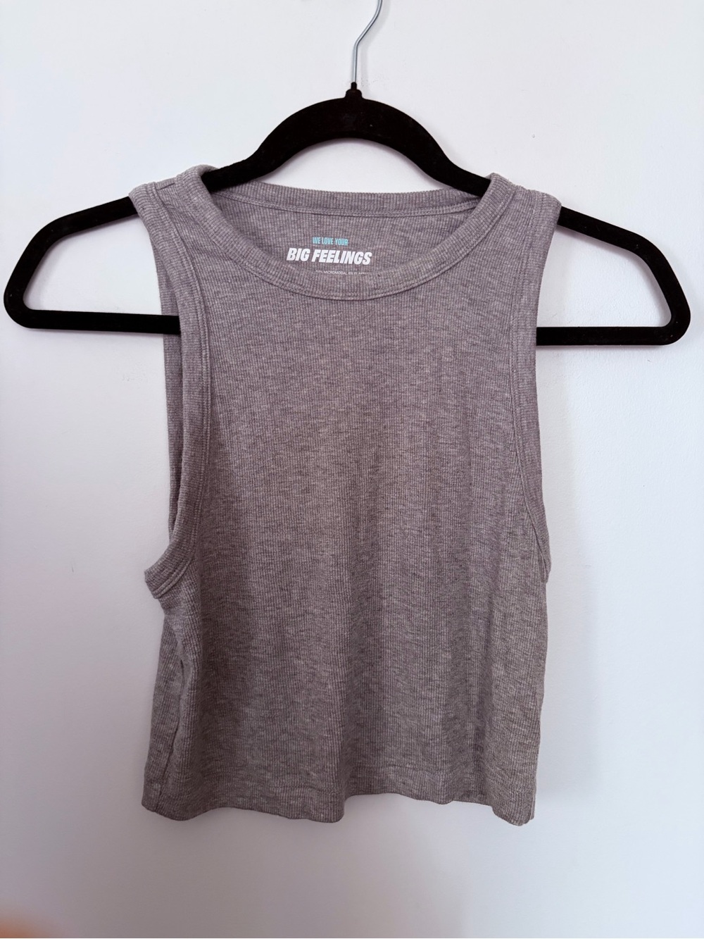 Nordstrom We Love Your Big Feelings Gray Ribbed Cropped Tank - M